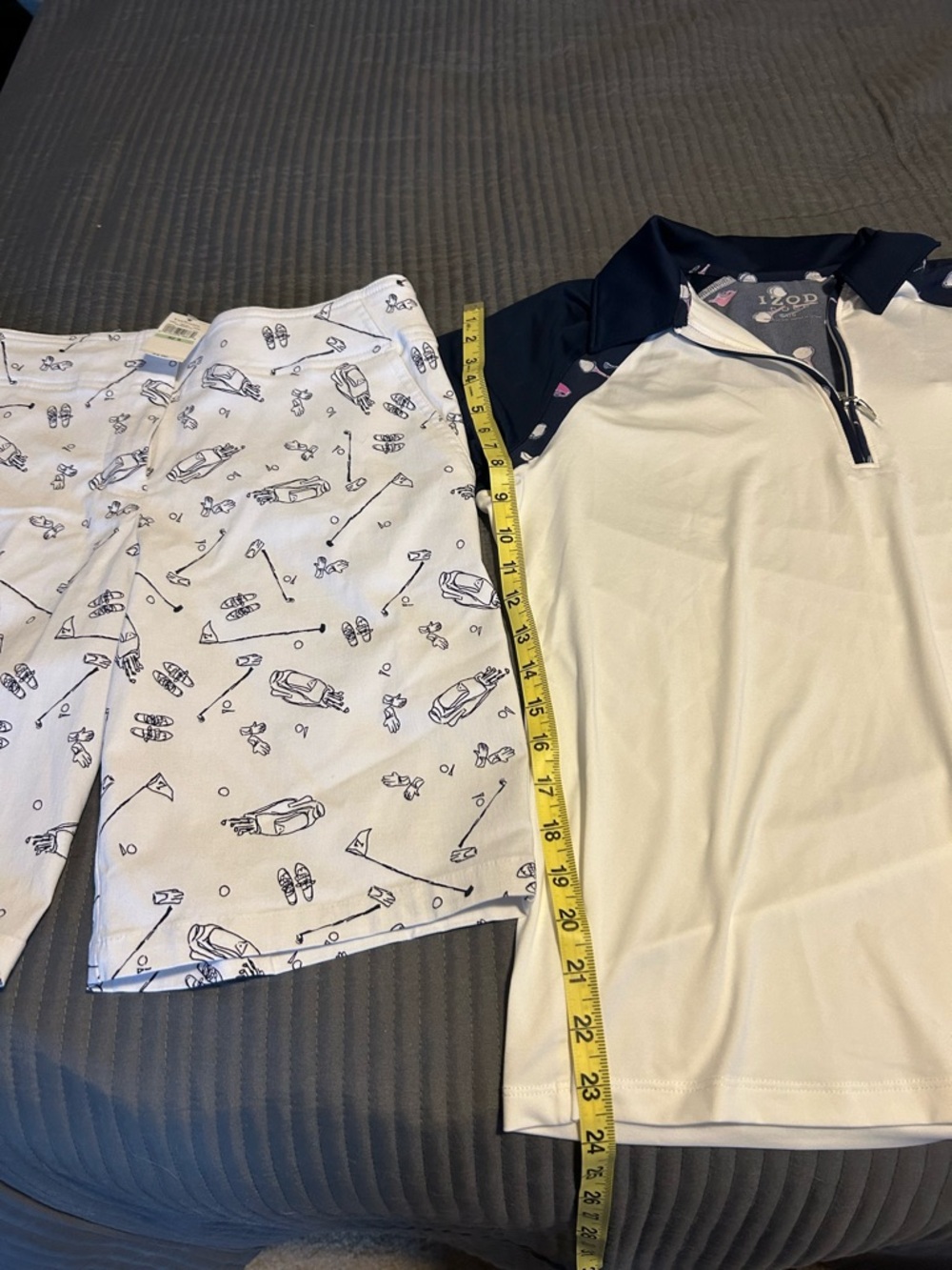 Izod Golf Polo Shirt with golf Patterned Shorts stretch, wicking, sun control - Picture 7 of 7